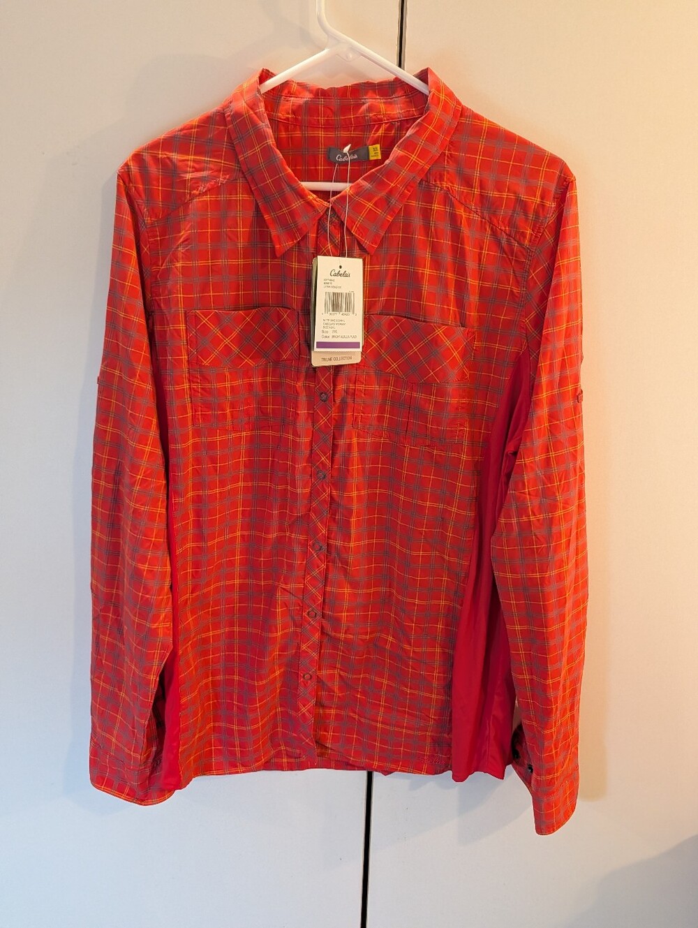 Cabela's Red Azalea Plaid Women's 2XL Long-Sleeve Button-Down Shirt NWT